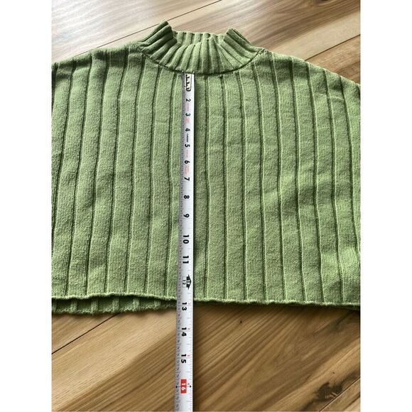 Pacsun LA Hearts Sailing Mock Neck Cropped Ribbed Green Cotton Sweater XS - Picture 6 of 7